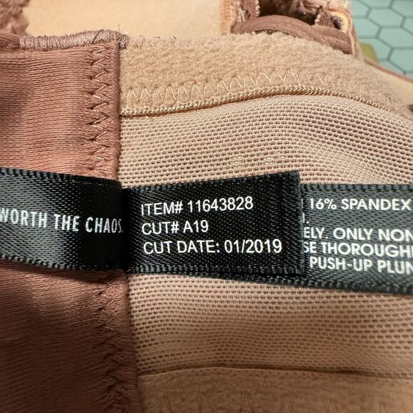 Torrid Curve Pushup Plunge XO Corset Bra 46C Blush Mauve Lace Underwire Padded - Picture 10 of 11